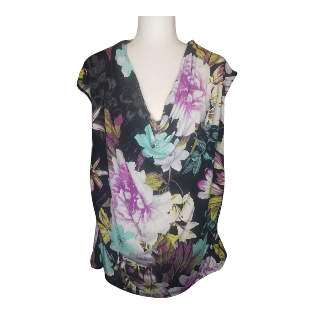 Worthington Relaxed Gray and Purple Blouse